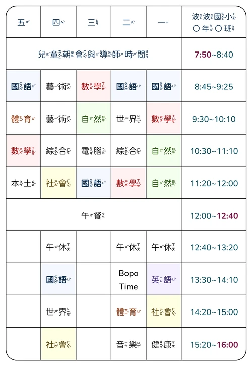 做好的功課表