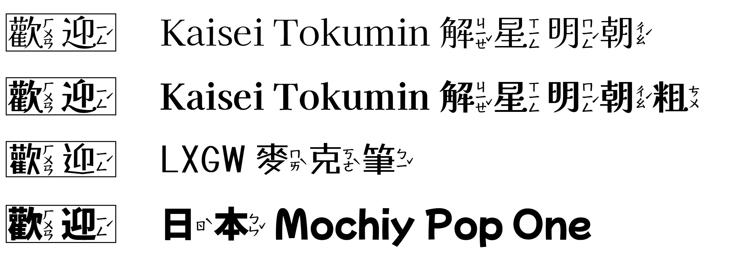 字型選擇示範